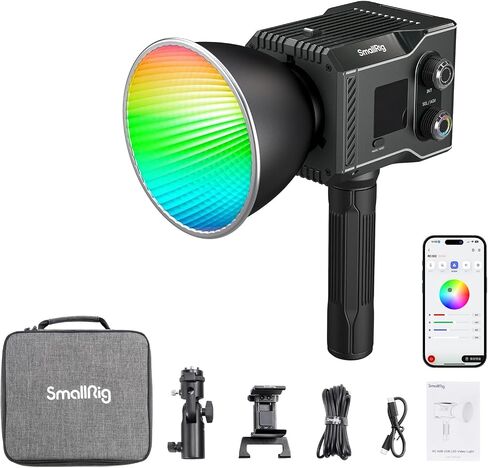 SmallRig RC 60C RGB LED Video Light, 3400mAh Battery 45min Runtime, APP Control, Potable Palm-Sized Continuous Output Lighting 2500-10000K, for Photography/Video/Studio, Powerbank Clamp Edition in Saudi Arabia