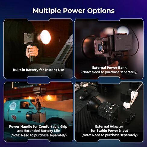 SmallRig RC 60C RGB LED Video Light, 3400mAh Battery 45min Runtime, APP Control, Potable Palm-Sized Continuous Output Lighting 2500-10000K, for Photography/Video/Studio, Powerbank Clamp Edition in Saudi Arabia