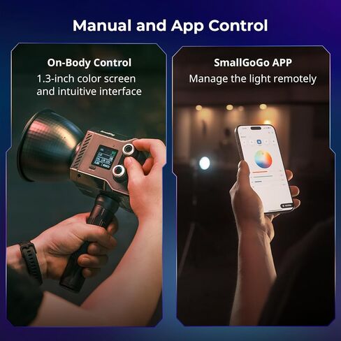 SmallRig RC 60C RGB LED Video Light, 3400mAh Battery 45min Runtime, APP Control, Potable Palm-Sized Continuous Output Lighting 2500-10000K, for Photography/Video/Studio, Powerbank Clamp Edition in Saudi Arabia