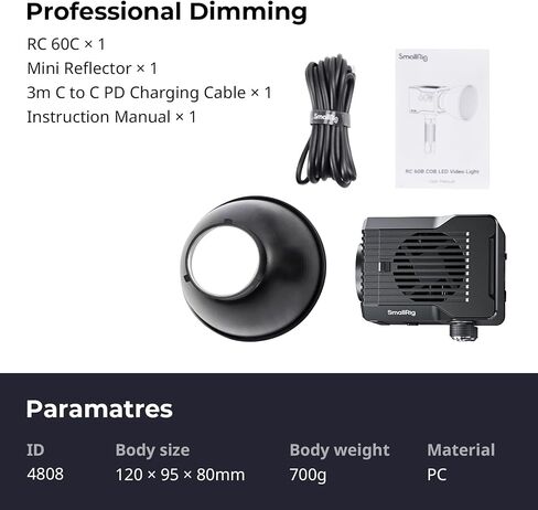 SmallRig RC 60C RGB LED Video Light, 3400mAh Battery 45min Runtime, APP Control, Potable Palm-Sized Continuous Output Lighting 2500-10000K, for Photography/Video/Studio, Powerbank Clamp Edition in Saudi Arabia