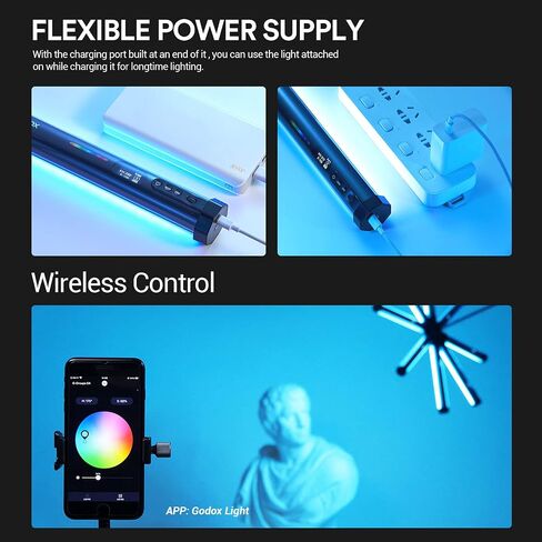 Godox TL30 Tube Light, Magnetic RGB Led Video Light Wand Stick, CRI 97+ TLCI 99+, 2700K~6500K, Dimmable Handheld LED Stick Light Bar w/2900mAh Battery, 37 FX, APP Control for Photography Video in Kuwait
