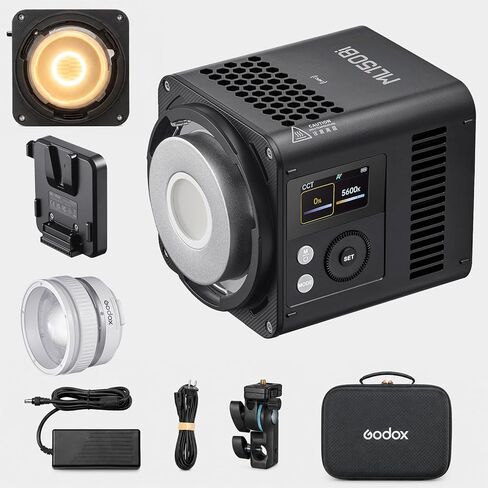 Godox ML80Bi Portable Bi-Color LED Video Light, 2800K–6500K 29600Lux@1m CRI96+ TLCI96+, Compact LED w/ML-BA Battery 6600mAh, 11 FX, APP Control & USB-C Power for Studio, Portrait & Outdoor Filming in Kuwait