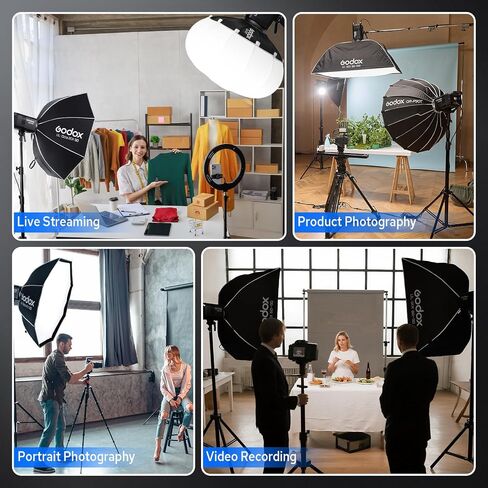Godox Litemons LE200D Daylight LED Video Light, 220W LED Studio Bright, 63500 Lux@1m 0-100% Dimming, 7 FX Effects, App Control, Silent Fan, Bowens Mount Light (Black) in Kuwait