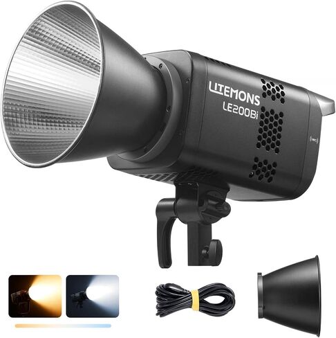 Godox Litemons LE200D Daylight LED Video Light, 220W LED Studio Bright, 63500 Lux@1m 0-100% Dimming, 7 FX Effects, App Control, Silent Fan, Bowens Mount Light (Black) in Kuwait
