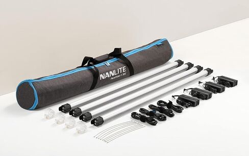 Nanlite Pavotube Ii 30c 4' Rgbww LED Tube 4 Light Bundle PT30C4KIT | 4× 4' Rgbww Tubes, Cri 97 and Tlci 98, Built-in Rechargeable Battery Plus AC Adapters, Padded Carry Case in Kuwait