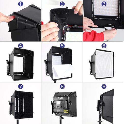 GVM Upgrade 800D RGB Video Light Kits with 2 Softboxes, Studio Lights with Bluetooth Control, 2 Packs Photography Lighting with 18 Lighting Scenes, led Panel Lights for Video Recording in Kuwait