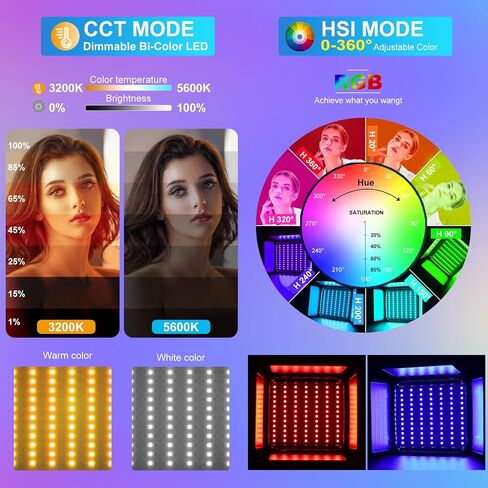 GVM Upgrade 800D RGB Video Light Kits with 2 Softboxes, Studio Lights with Bluetooth Control, 2 Packs Photography Lighting with 18 Lighting Scenes, led Panel Lights for Video Recording in Kuwait