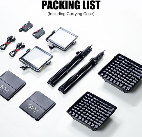 GVM Upgrade 800D RGB Video Light Kits with 2 Softboxes, Studio Lights with Bluetooth Control, 2 Packs Photography Lighting with 18 Lighting Scenes, led Panel Lights for Video Recording in Kuwait