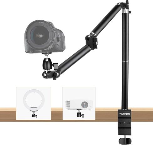 TARION Overhead Camera Desk Mount Articulated with Gear Joints TKA01-L | 6.6lbs Load, 3/8'' 1/4'' Screw, Flexible Detachable Ballhead, Supports Horizontal and Vertical Shooting, Live Streaming in Kuwait