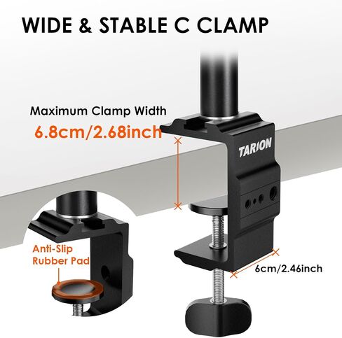 TARION Overhead Camera Desk Mount Articulated with Gear Joints TKA01-L | 6.6lbs Load, 3/8'' 1/4'' Screw, Flexible Detachable Ballhead, Supports Horizontal and Vertical Shooting, Live Streaming in Kuwait