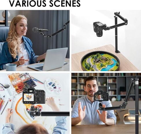 TARION Overhead Camera Desk Mount Articulated with Gear Joints TKA01-L | 6.6lbs Load, 3/8'' 1/4'' Screw, Flexible Detachable Ballhead, Supports Horizontal and Vertical Shooting, Live Streaming in Kuwait