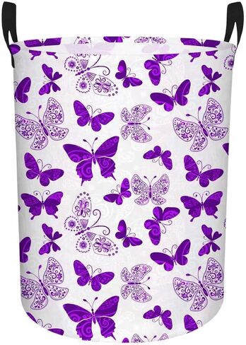 Butterfly Laundry Basket, Baby Hamper Pink & Khaki | Large Capacity, Portable, Durable, Girls Room Decor, For Bedroom & Nursery in Kuwait