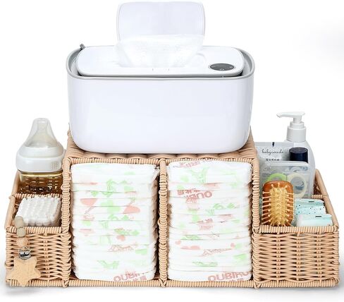 Diaper Caddy Organizer, Hand Rattan Nursery Storage Basket for Baby Essentials, Baby Changing Table Organizer Perfect Nursery Assistant in Kuwait