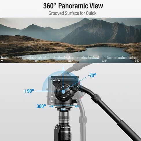 SIRUI SVM-165 Carbon Fiber Camera Monopod with Feet, 68.7" Professional Lightweight Travel Monopod with Fluid Video Head for DSLR Camera, One-Step Height Adjustment, Modular, Max Load 22lbs in Kuwait