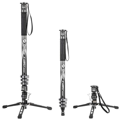 Fotopro 73.4" Carbon Fiber Monopod with Pedal Feet, 3-in-1 Travel Monopod | Lightweight Portable Stand with Flip Lock, Compatible with Canon Nikon Sony DSLR Camera, Max Load 22 lbs, X-Airfly Mono Grey in Kuwait
