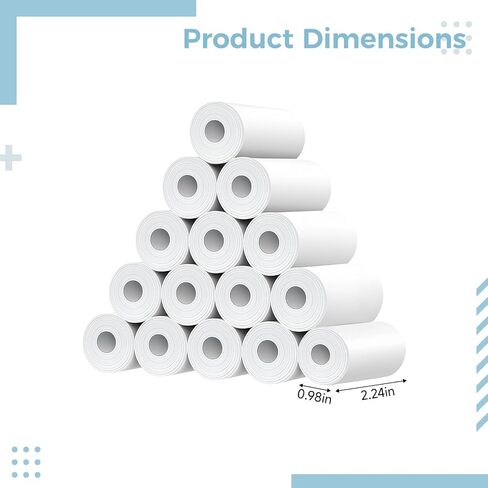 15 Rolls Instant Camera Paper Refill for Youngster Cameras, 2.2 x 1 in, 57 x 25 mm Thermal Print Paper Rolls, White, Smooth Printing, Widely Compatible in Kuwait