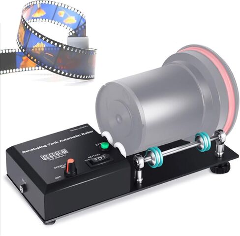 Automatic Darkroom Film Processor Machine, Roller Darkroom Film Processor Machine, 1-30min Timer, Maximum Speed 281RPM, 4 Preset Programs, Compatible with Various Developing Tanks in Kuwait