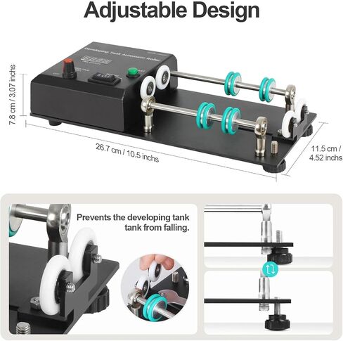 Automatic Darkroom Film Processor Machine, Roller Darkroom Film Processor Machine, 1-30min Timer, Maximum Speed 281RPM, 4 Preset Programs, Compatible with Various Developing Tanks in Kuwait