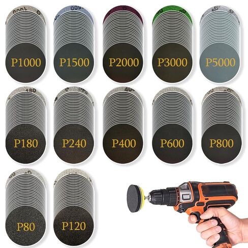 240Pcs 2 Inch Sanding Discs, Assorted 80 to 5000 Grit Silicon Carbide Hook & Loop Sandpaper for Wood Metal Car (2 inch 80-5000 Grit) in Kuwait