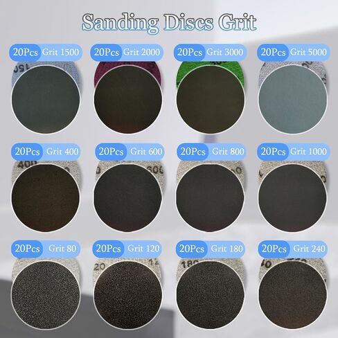240Pcs 2 Inch Sanding Discs, Assorted 80 to 5000 Grit Silicon Carbide Hook & Loop Sandpaper for Wood Metal Car (2 inch 80-5000 Grit) in Kuwait