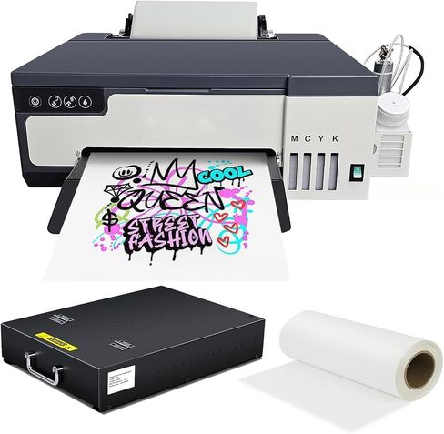 A3 DTF Printer with Roll Feeder, XP600 Printhead 5760x1440DPI, DTF Transfer Printer Machine with Built-in White Ink Stirrer & Auto Cleaning, for T-Shirt Textile Printing (A3 Printer) in Kuwait