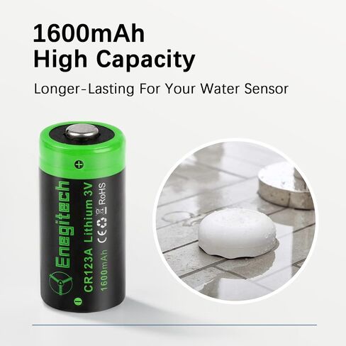 Enegitech CR123A 3V Lithium Battery, 123 Lithium Batteries 3 Volt 1600mAh for Smart Smoke Detector, Fire Alarm, Flood & Freeze Sensor, Carbon Monoxide Detector Non-Rechargeable 12 Pack in Saudi Arabia