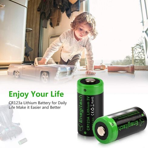 Enegitech CR123A 3V Lithium Battery, 123 Lithium Batteries 3 Volt 1600mAh for Smart Smoke Detector, Fire Alarm, Flood & Freeze Sensor, Carbon Monoxide Detector Non-Rechargeable 12 Pack in Saudi Arabia