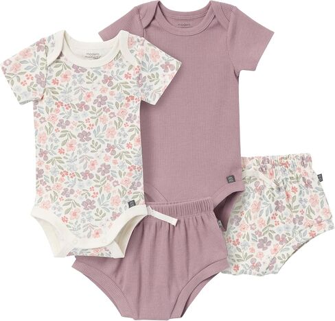 Modern Moments by Gerber Baby 4-Pack Short Sleeve Bodysuits & Shortie Set in Kuwait