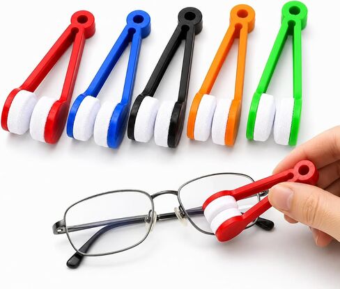 5 Pcs Mini Glasses Cleaning Brush, Double-Sided Lens Cleaner for Travel | ABS Handle, Microfiber Polyester Pads, 2.76 x 0.98 x 0.79 in, 0.25 oz, 5 Colors, Dry Lens Cleaning in Kuwait