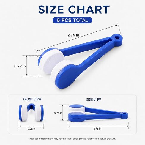 5 Pcs Mini Glasses Cleaning Brush, Double-Sided Lens Cleaner for Travel | ABS Handle, Microfiber Polyester Pads, 2.76 x 0.98 x 0.79 in, 0.25 oz, 5 Colors, Dry Lens Cleaning in Kuwait