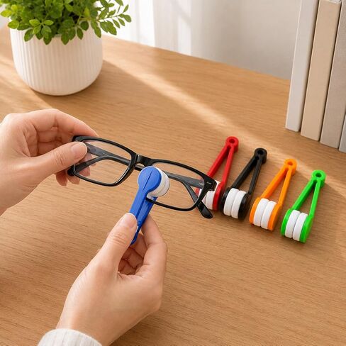 5 Pcs Mini Glasses Cleaning Brush, Double-Sided Lens Cleaner for Travel | ABS Handle, Microfiber Polyester Pads, 2.76 x 0.98 x 0.79 in, 0.25 oz, 5 Colors, Dry Lens Cleaning in Kuwait