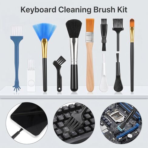 Anti Static Brush Keyboard Cleaning Set, 10Pcs Nylon Mini Brushes for Electronics Dust Removal, Small Cleaning Brushes for Computer Laptop PC in Kuwait