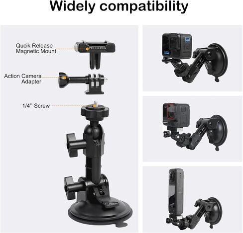 PellKing Accessories Kit for Insta360 AcePro2,Carrying Case with Belt 135cm Selfie Stick Tripod Waterproof Housing Case,360 Suction Cup Magnetic & Handlebar Mount Qucik Release Clip 4 in 1 Body Mount in Kuwait