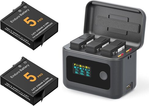 Intelligent Battery Charger for DJI OSMO 360&Action 6/5 Pro/4/3,24W Fast Charging Hub w/LCD Display Shows Battery SOC,Batteries Not Included in Kuwait