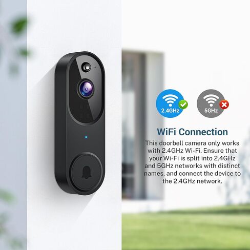 GridTera Smart Video Doorbell Camera Wireless, AI Human Detection and Instant Alerts, Night Vision, 2-Way Audio, Battery Powered, Cloud Storage Sold Seperately, 2.4G WiFi (Chime Included) in Kuwait