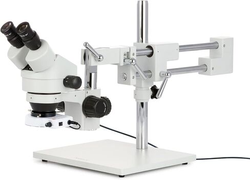 AmScope 3.5x-90x Zoom Power Stereo Inspection Microscope + 80 LED Ring Light | 3.5X-90X Magnification Range 76mm Stereo Microscope Holder Ring 360° Multi-Axis Head Rotation Includes 0.5X Barlow in Kuwait