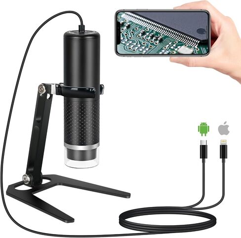 USB Digital Microscope for iOS and Android Devices (Not for Any PC) | 50x-1600x Magnification, 1920x1440P HD Portable Microscope Camera for Adults, Children, Students in Kuwait