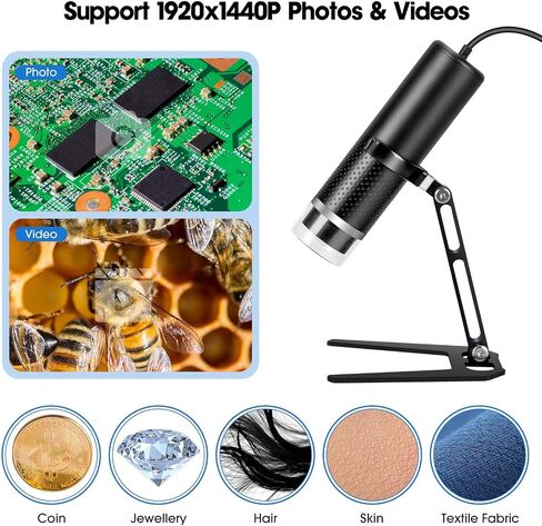 USB Digital Microscope for iOS and Android Devices (Not for Any PC) | 50x-1600x Magnification, 1920x1440P HD Portable Microscope Camera for Adults, Children, Students in Kuwait