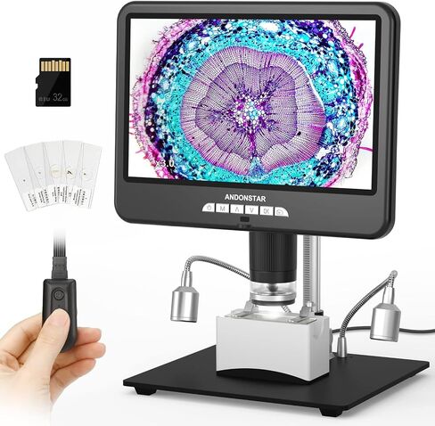 Andonstar 10.1 Inch HDMI Digital Microscope for Soldering Repair | Coin Microscope for Error Coins, Electronic Microscope, Bottom Light Stage, Prepared Slides Kit in Kuwait