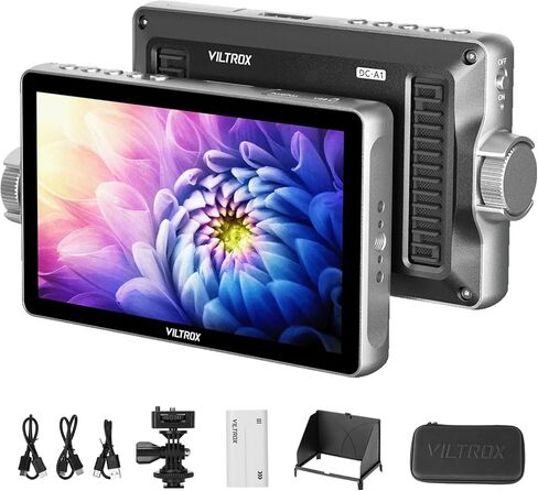 VILTROX DC-A1 7" Touchscreen IPS Camera Monitor,4K HDMI 2000 Nits FHD 1920x1080 Camera Field Monitor with Battery Sunshade Hood,3D LUT, Waveform, Histogram & Vectorscope Tools in Kuwait