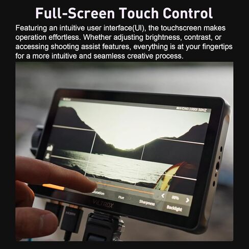 VILTROX DC-A1 7" Touchscreen IPS Camera Monitor,4K HDMI 2000 Nits FHD 1920x1080 Camera Field Monitor with Battery Sunshade Hood,3D LUT, Waveform, Histogram & Vectorscope Tools in Kuwait