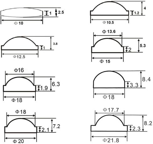 PMMA Convex Lens 10-38mm(5pcx18x8.4mm) in Kuwait