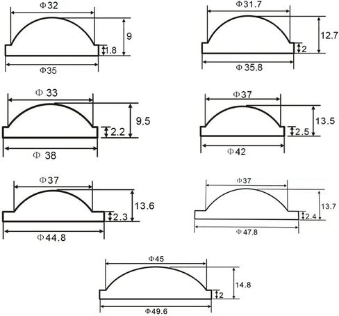 PMMA Convex Lens 10-38mm(5pcx18x8.4mm) in Kuwait