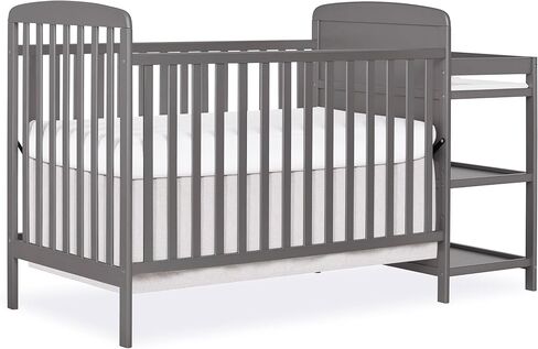 Dream On Me Anna 3-in-1 Convertible Full-Size Baby Crib & Changer with Storage in Steel Grey, GreenGuard Gold & BSA, Pinewood, Converts to Day & Toddler Bed, 3 Mattress Heights, 1″ Changing Pad in Kuwait