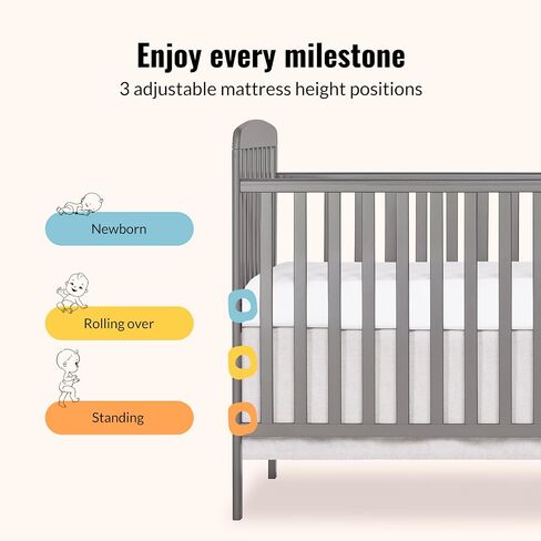 Dream On Me Anna 3-in-1 Convertible Full-Size Baby Crib & Changer with Storage in Steel Grey, GreenGuard Gold & BSA, Pinewood, Converts to Day & Toddler Bed, 3 Mattress Heights, 1″ Changing Pad in Kuwait
