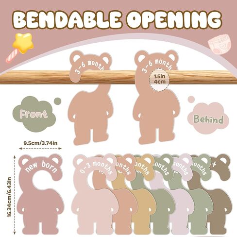 Baby Closet Dividers Baby Clothes Organizer Nursery Closet Size Dividers Double Sided Baby Clothes Hanger Size Organizer Nursery Clothes Separator from Newborn to 24+ Months for Baby Clothes Storage in Kuwait