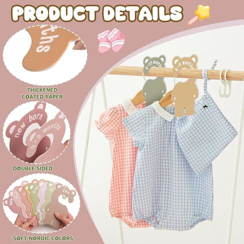 Baby Closet Dividers Baby Clothes Organizer Nursery Closet Size Dividers Double Sided Baby Clothes Hanger Size Organizer Nursery Clothes Separator from Newborn to 24+ Months for Baby Clothes Storage in Kuwait