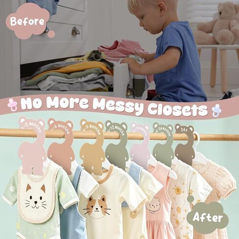 Baby Closet Dividers Baby Clothes Organizer Nursery Closet Size Dividers Double Sided Baby Clothes Hanger Size Organizer Nursery Clothes Separator from Newborn to 24+ Months for Baby Clothes Storage in Kuwait