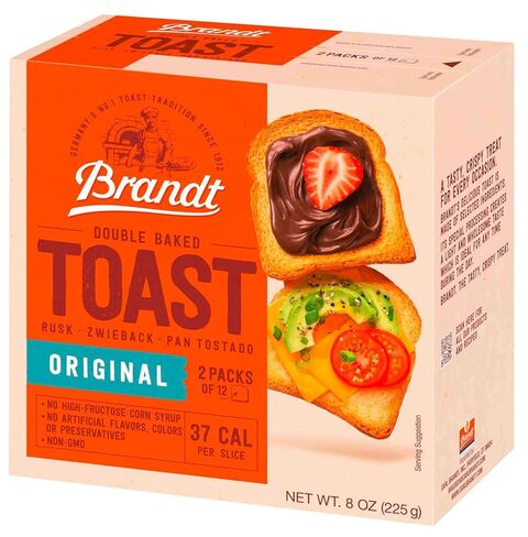 Brandt Zwieback Rusk | Sweetened Crispy Bread | Perfect for Teething Children | Enjoy With Sweet or Savory toppings | 8 oz in Kuwait