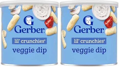 Gerber Stage 3 Veggie Dip Lil Crunchies Baby Snack, 1.48 Oz | Stage 3 baked corn snack; veggie dip; baby led feeding; 1.48 oz canister in Kuwait